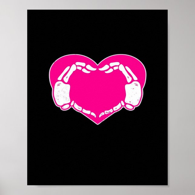 Hjärtat Skeleton Händer gotiic Valentine Classic Poster (Framsidan)