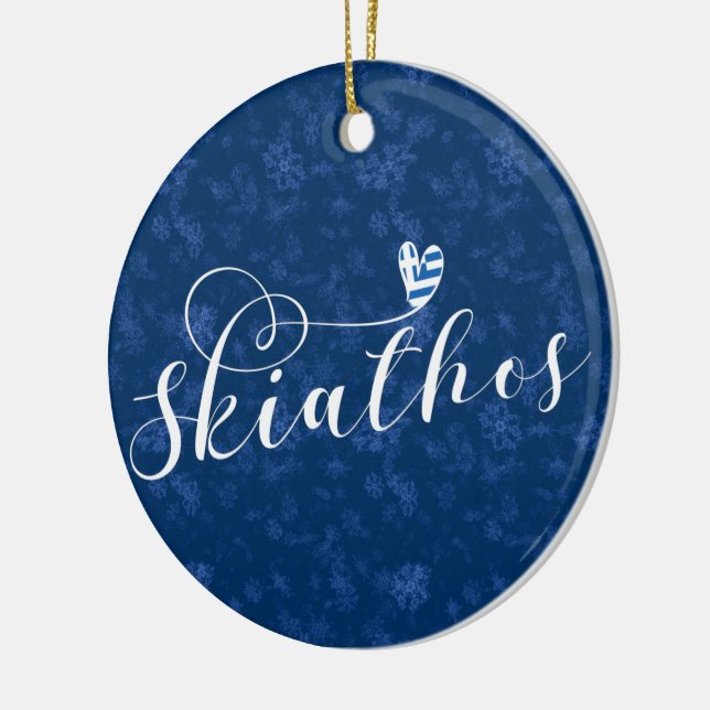 Hjärtat Skopelos med grekisk Flagga Julgransprydnad Keramik (Vänster)