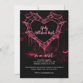 Hjärtat Spindelnät Rosa Gothic Girls Halloween fes Inbjudningar