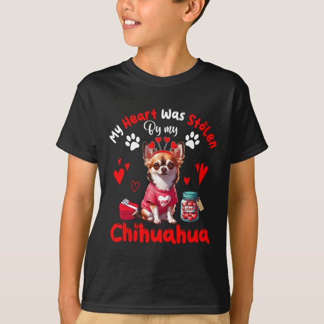 Hjärtat stolen av min egen Chihuahua Valentine Hun T Shirt (Framsida)