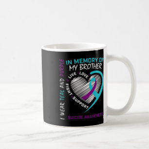 Hjärtat till minnet av min brödrasjälvmordsmedvete kaffemugg