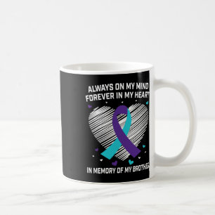 Hjärtat till minnet av min brödrasjälvmordsmedvete kaffemugg