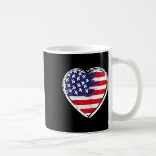 Hjärtat USA:s Flagga 4:e juli Patriotic American Kaffemugg