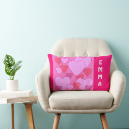 Hjärtat Valentine rosa personlig Lumbar Lumbarkudde