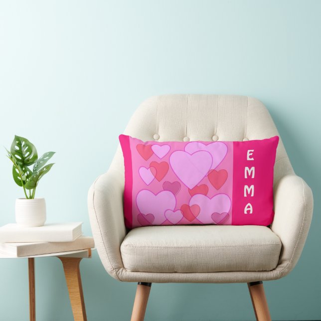 Hjärtat Valentine rosa personlig Lumbar Lumbarkudde (Stol)