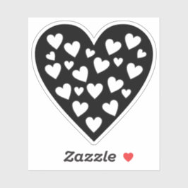 Hjärtat - Vita hjärtan på svart hjärta Klistermärken