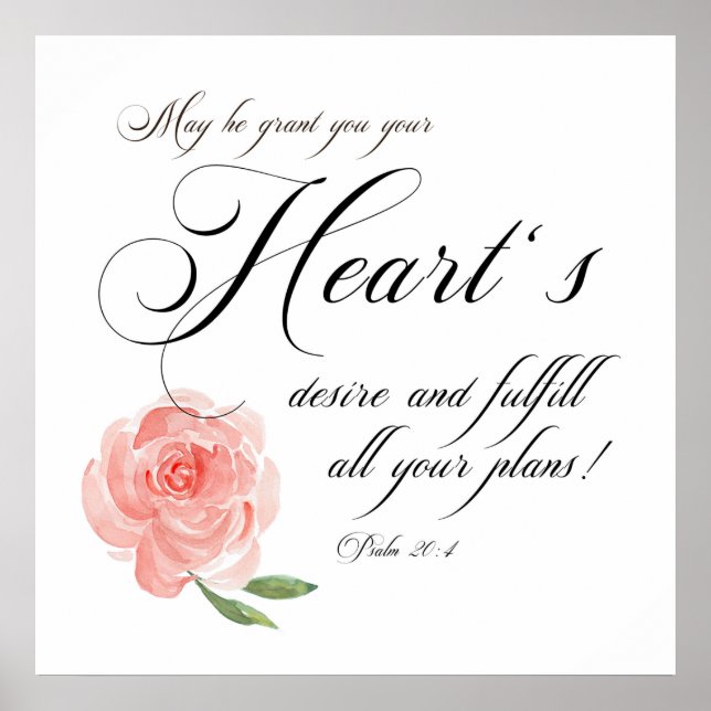 Hjärtats önskade rosa ros poster (Framsidan)