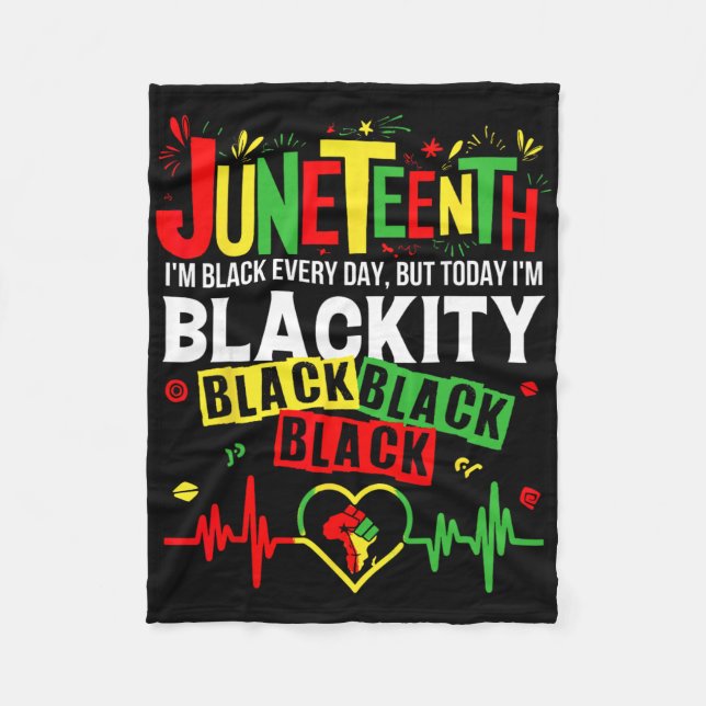 Hjärtats svarta historia Afrika Amerika Juneteenth Fleecefilt (Framsidan)