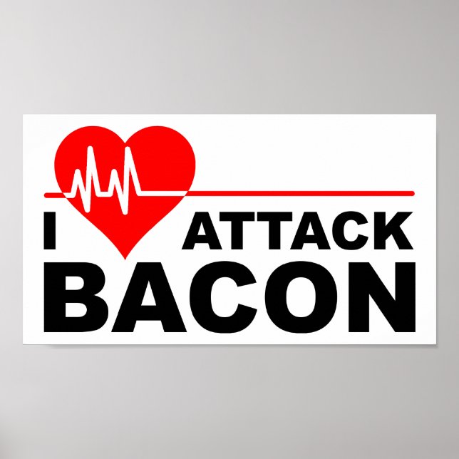 Hjärtattack Bacon Funny Poster (Framsidan)
