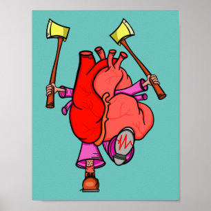 Hjärtattack Funny Surreal Tecknad Poster