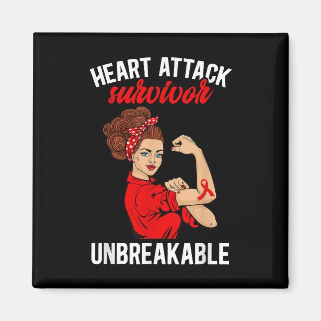 Hjärtattack Survivor Unbryable Heart Attack Awa Magnet (Framsidan)
