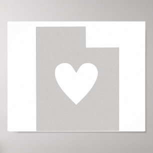 HjärtaUtah statlig silhouette Poster