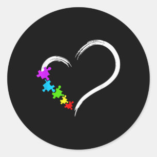 Hjärtautism Medvetenhet om Kärlek Puzzle Simple Au Runt Klistermärke