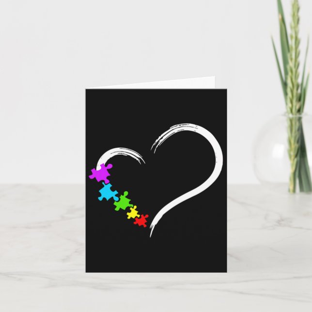 Hjärtautism Medvetenhet om Kärlek Puzzle Simple Id Kort (Framsida)