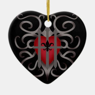 Hjärtavalentin för gotisk romantik fängslade da julgransprydnad keramik