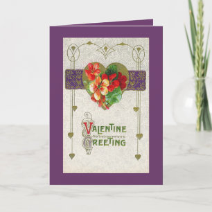 Hjärtavalentin för Victorian blom- kort för dag