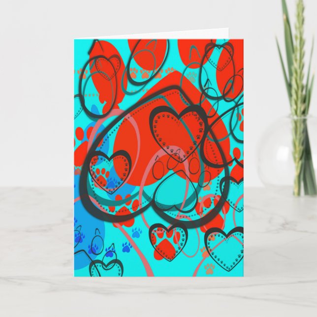 Hjärtavtryck Sympatikort för husdjur Kort (Framsida)