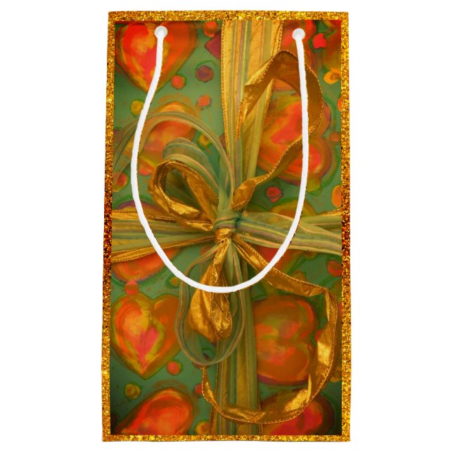 Hjärtbågar röda och grönt glitter ser ut att vara (Framsidan)