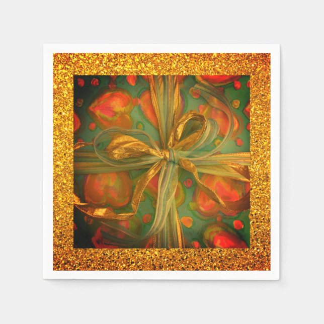 Hjärtbågsröd grönt glitter ser ut att vara i dag pappersservett (Framsidan)