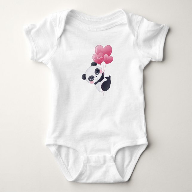 Hjärtballong Panda T Shirt (Framsida)