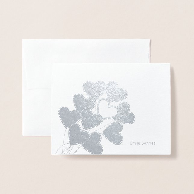 Hjärtballonger Folierat Kort (Framsida med kuvert)