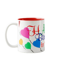 Hjärtballonger från födelsedagen Färgstarka Mugg