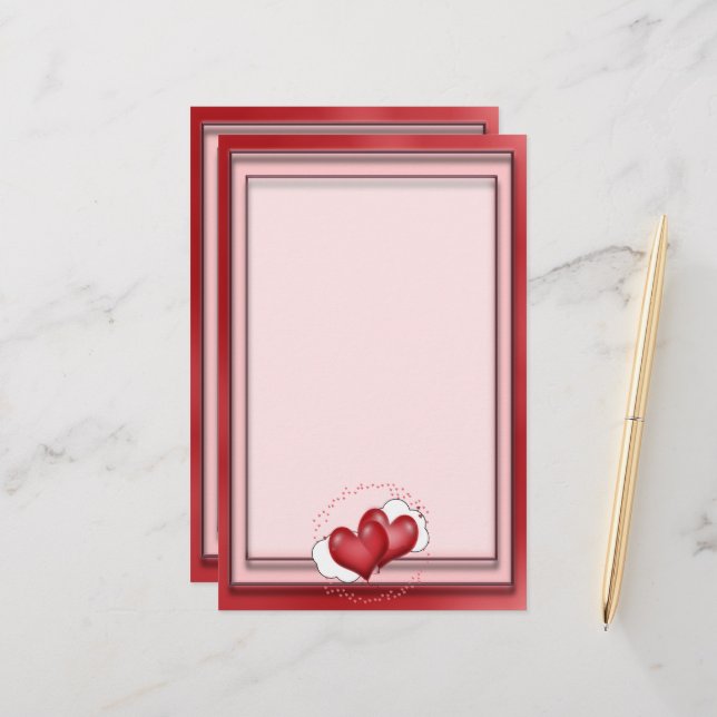 Hjärtballonger med små hjärtan brevpapper (Fram/Back In Situ)