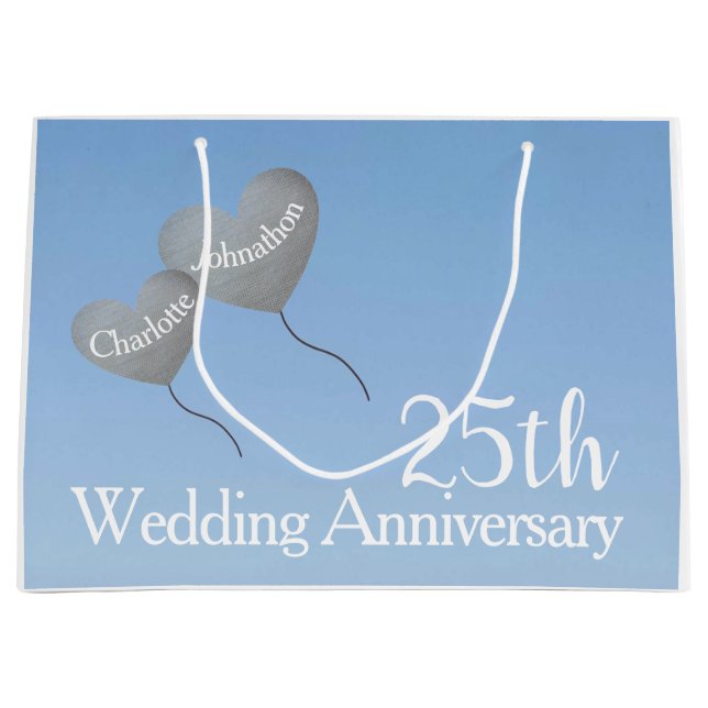 Hjärtballonger på 25:e Silver-årsdagen i himlar (Framsidan)