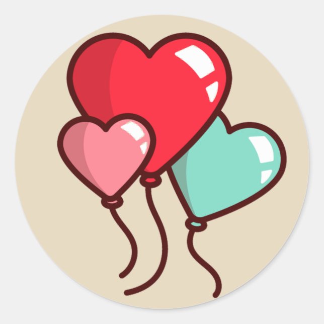 Hjärtballonger Runt Klistermärke (Framsida)