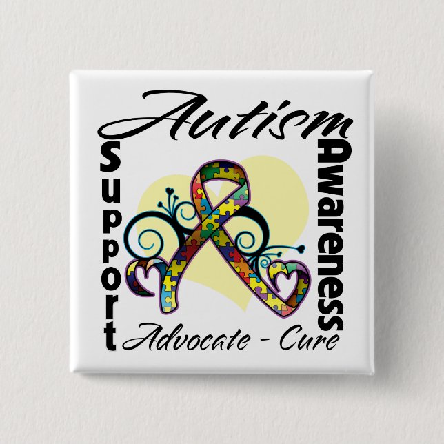 Hjärtband - Atism Awareness Knapp (Framsida)