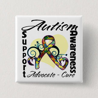 Hjärtband - Atism Awareness Knapp