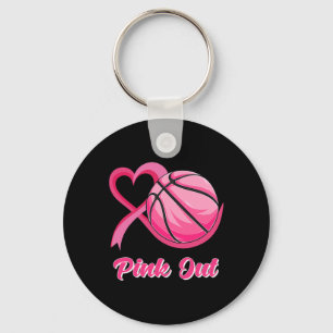 Hjärtband Basketball Rosa ut Bröstcancer Awa Nyckelring