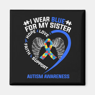 Hjärtband I Bära Blue för min syster Autism Awar Magnet