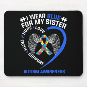 Hjärtband I Bära Blue för min syster Autism Awar Musmatta