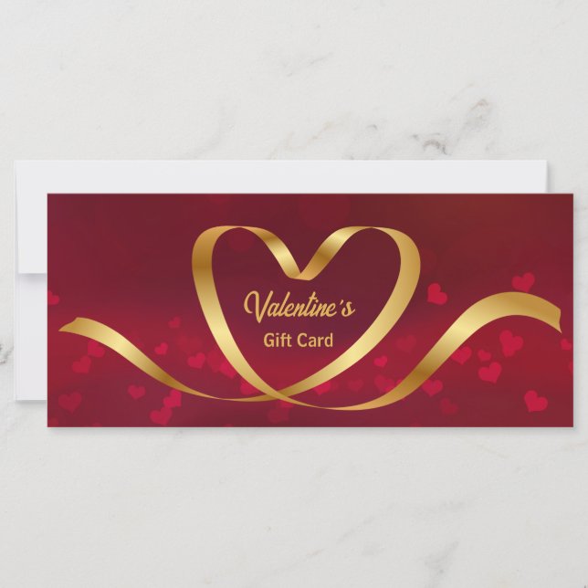 Hjärtbandon Guld Red Valentine Day Gift Card (Framsida)