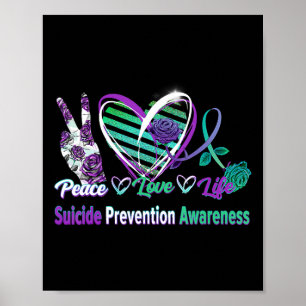 Hjärtbandon Ro Peace Kärlek Pentalthälsosjälvmord Poster