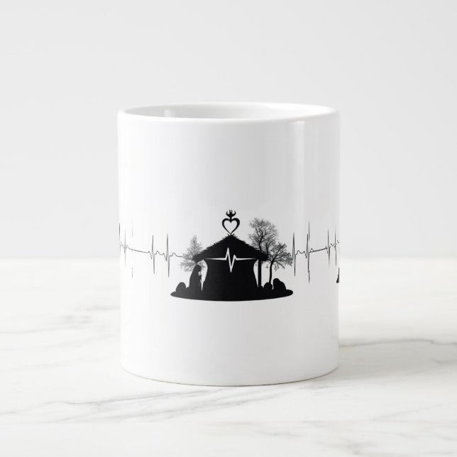 Hjärtbanks Nativitet Unik Minimal JätteMugg Jumbo Mugg (Framsidan)