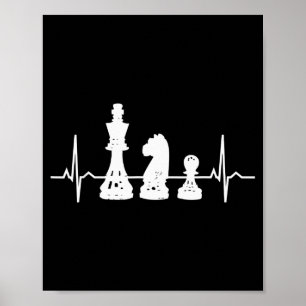 Hjärtbankschack - Kung Knight Pawn Schackfigurer G Poster