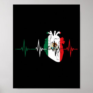Hjärtbeat Hjärtan Mexiko Flagga Kärlek Mexikanska Poster