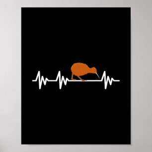 Hjärtbeat Nya Zeeland Flagga Kiwi Fågel Resa Semes Poster