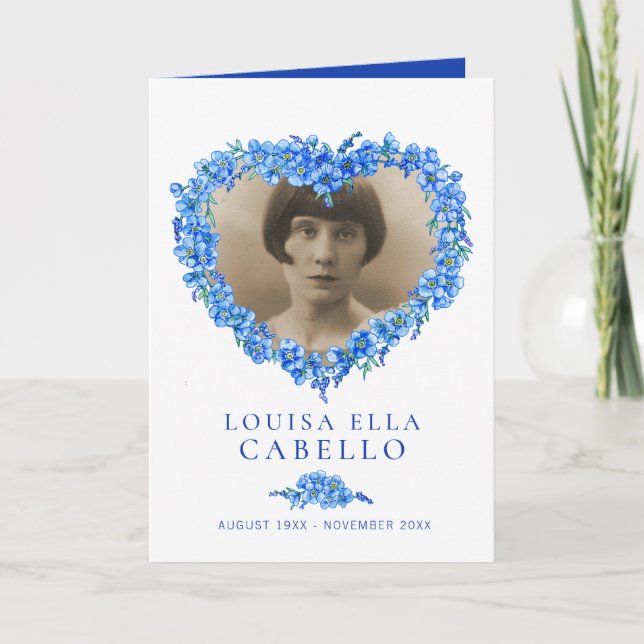 Hjärtbegravningsprogram blått glömd-mint program (Framsida)