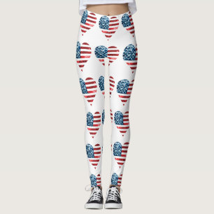 Hjärtbeningar från USA flagga Leggings