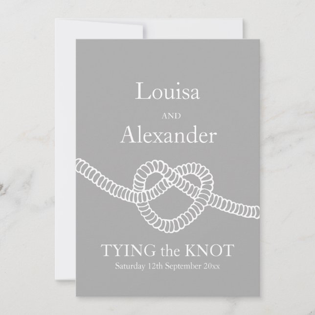 Hjärtbind den vita inbjudan till knut bröllop gråt (Framsida)