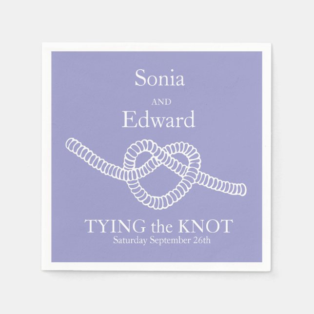 Hjärtbinda den knut bröllop lila pappra napkin pappersservett (Framsidan)
