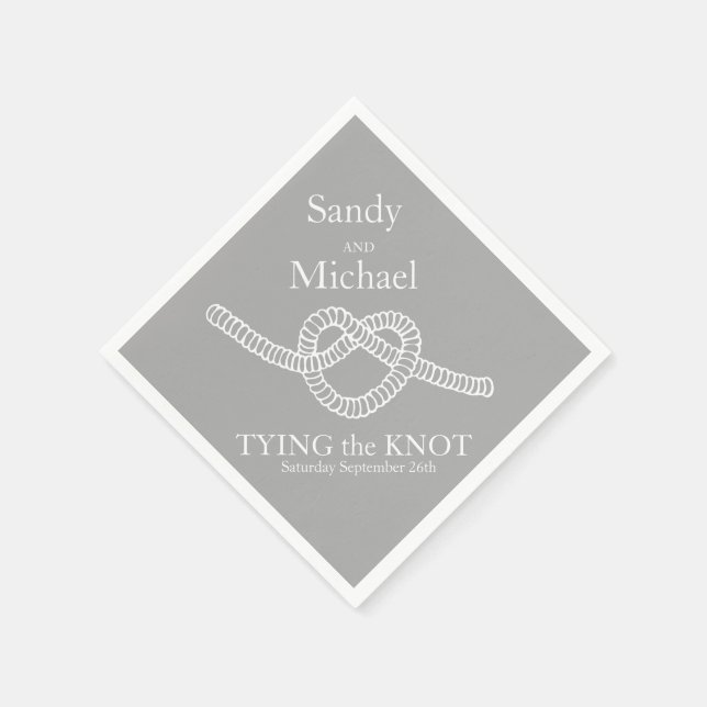 Hjärtbinda knut bröllop grått party papper napkin pappersservett (Hörn)