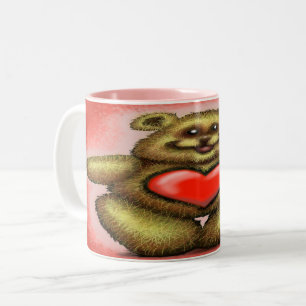 Hjärtbjörn med två ton kaffe Mugg