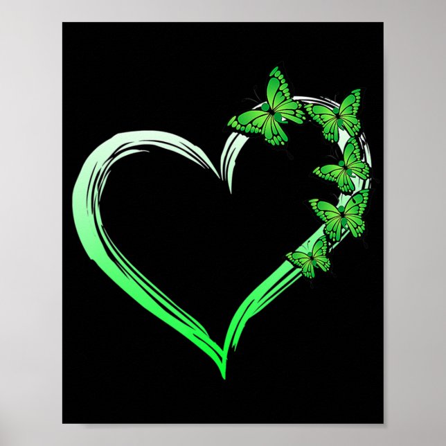 Hjärtblå fjäril som sprider psykisk hälsa Medveten Poster (Framsidan)