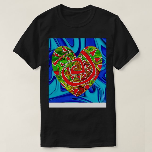 hjärtblå marmor t shirt (Design framsida)