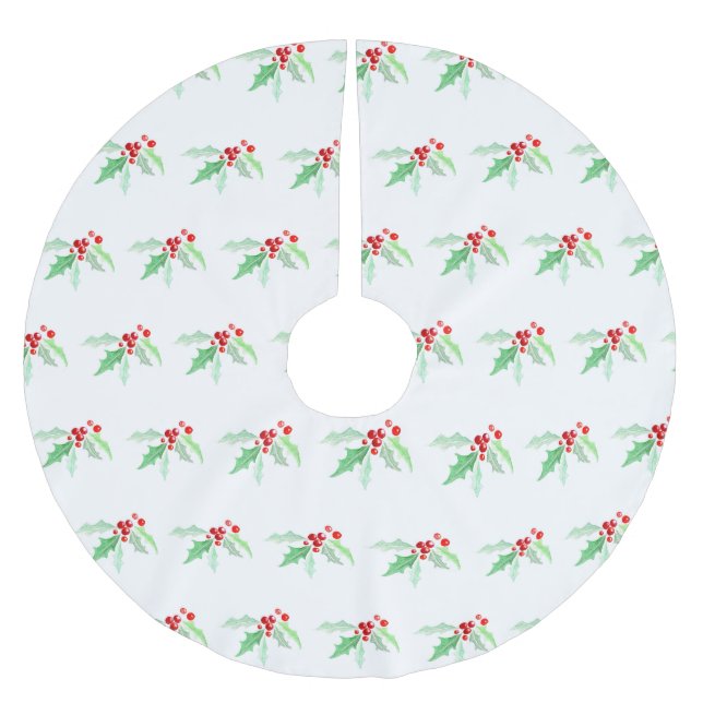 Hjärtblåbär Julgräddfärgsröd grönt röd Julgransmatta Borstad Polyester (Framsidan)