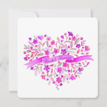 Hjärtblombukett lila möhippa inbjudan